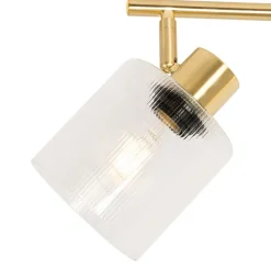 QAZQA Deckenstrahler|Aufbaustrahler*Deckenstrahler Gold mit Glas 3-flammig verstellbar - Laura