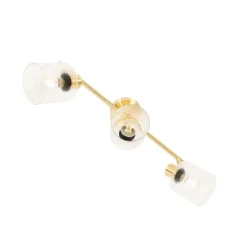 QAZQA Deckenstrahler|Aufbaustrahler*Deckenstrahler Gold mit Glas 3-flammig verstellbar - Laura