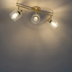 QAZQA Deckenstrahler|Aufbaustrahler*Deckenstrahler Gold mit Glas 3-flammig verstellbar - Laura