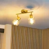 QAZQA Deckenstrahler|Aufbaustrahler*Deckenstrahler Gold mit Glas 2-flammig verstellbar - Laura