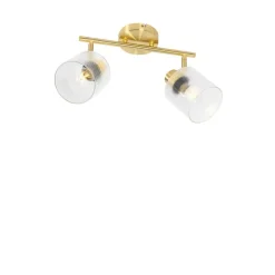 QAZQA Deckenstrahler|Aufbaustrahler*Deckenstrahler Gold mit Glas 2-flammig verstellbar - Laura