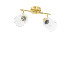 QAZQA Deckenstrahler|Aufbaustrahler*Deckenstrahler Gold mit Glas 2-flammig verstellbar - Laura