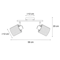 QAZQA Deckenstrahler|Aufbaustrahler*Deckenstrahler Gold mit Glas 2-flammig verstellbar - Laura