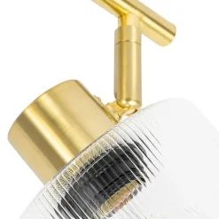 QAZQA Deckenstrahler|Aufbaustrahler*Deckenstrahler Gold mit Glas 2-flammig verstellbar - Laura