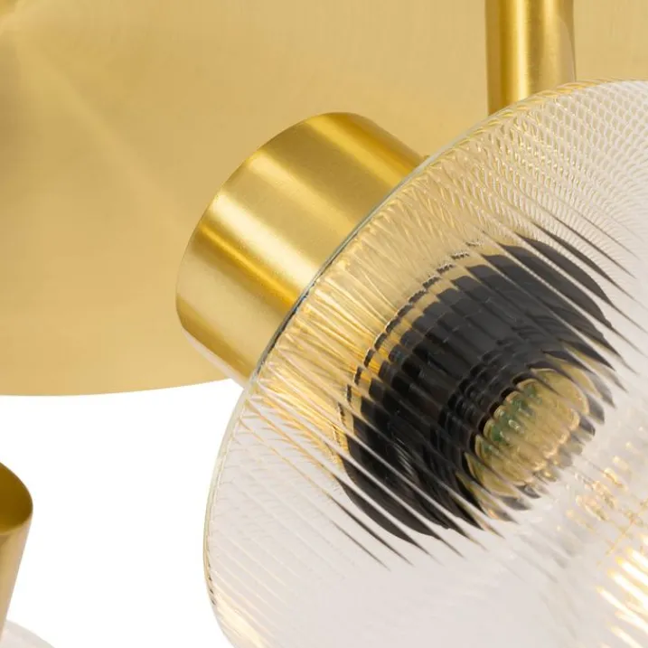 QAZQA Deckenstrahler|Aufbaustrahler*Deckenstrahler Gold mit Glas 3-flammig verstellbar rund - Laura