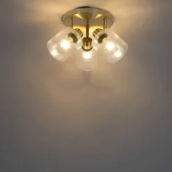 QAZQA Deckenstrahler|Aufbaustrahler*Deckenstrahler Gold mit Glas 3-flammig verstellbar rund - Laura