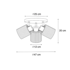 QAZQA Deckenstrahler|Aufbaustrahler*Deckenstrahler Gold mit Glas 3-flammig verstellbar rund - Laura