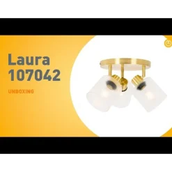 QAZQA Deckenstrahler|Aufbaustrahler*Deckenstrahler Gold mit Glas 3-flammig verstellbar rund - Laura