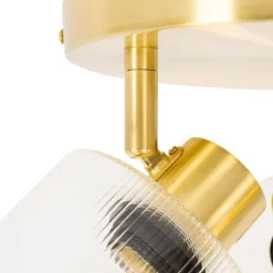 QAZQA Deckenstrahler|Aufbaustrahler*Deckenstrahler Gold mit Glas 3-flammig verstellbar rund - Laura