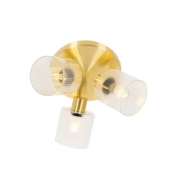 QAZQA Deckenstrahler|Aufbaustrahler*Deckenstrahler Gold mit Glas 3-flammig verstellbar rund - Laura