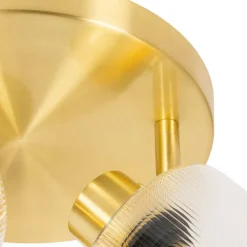 QAZQA Deckenstrahler|Aufbaustrahler*Deckenstrahler Gold mit Glas 3-flammig verstellbar rund - Laura
