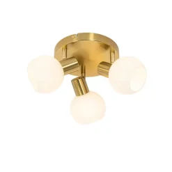 QAZQA Küchenlampen|Deckenstrahler*Deckenstrahler Gold mit Opalglas 3-flammig verstellbar - Anouk