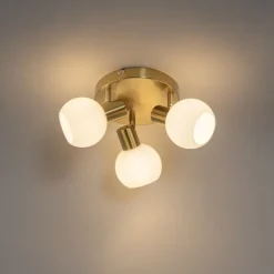 QAZQA Küchenlampen|Deckenstrahler*Deckenstrahler Gold mit Opalglas 3-flammig verstellbar - Anouk
