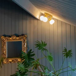 QAZQA Küchenlampen|Deckenstrahler*Deckenstrahler Gold mit Opalglas 3-flammig verstellbar - Anouk