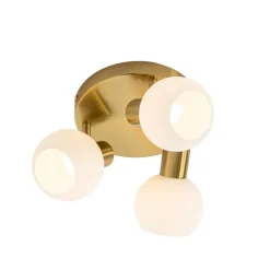 QAZQA Küchenlampen|Deckenstrahler*Deckenstrahler Gold mit Opalglas 3-flammig verstellbar - Anouk