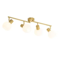 QAZQA Schlafzimmerlampen|Küchenlampen*Deckenstrahler Gold mit Opalglas 4-flammig verstellbar - Anouk