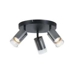 QAZQA Deckenstrahler|Aufbaustrahler*Deckenstrahler Gunmetal Rund 3-flammig drehbar und verstellbar - Drain