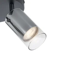 QAZQA Deckenstrahler|Aufbaustrahler*Deckenstrahler Gunmetal Rund 3-flammig drehbar und verstellbar - Drain