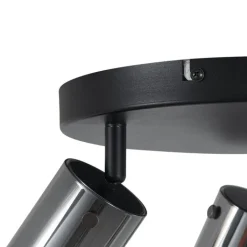 QAZQA Deckenstrahler|Aufbaustrahler*Deckenstrahler Gunmetal Rund 3-flammig drehbar und verstellbar - Drain