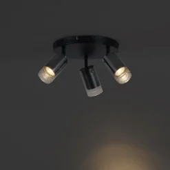 QAZQA Deckenstrahler|Aufbaustrahler*Deckenstrahler Gunmetal Rund 3-flammig drehbar und verstellbar - Drain