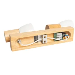 QAZQA Deckenstrahler|Aufbaustrahler*Deckenstrahler Holz und Weiß 2-flammig verstellbar - Thorin