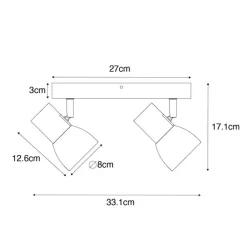 QAZQA Deckenstrahler|Aufbaustrahler*Deckenstrahler Holz und Weiß 2-flammig verstellbar - Thorin