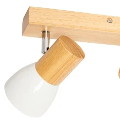 QAZQA Deckenstrahler|Aufbaustrahler*Deckenstrahler Holz und Weiß 2-flammig verstellbar - Thorin