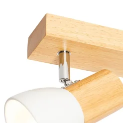 QAZQA Deckenstrahler|Aufbaustrahler*Deckenstrahler Holz und Weiß 2-flammig verstellbar - Thorin
