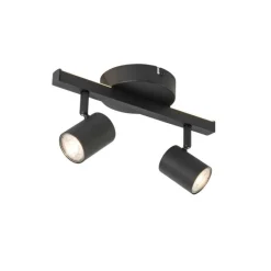QAZQA Deckenstrahler|Aufbaustrahler*Deckenstrahler schwarz GU10 50mm 2-flammig inkl. Hintergrundbeleuchtung - Back Up