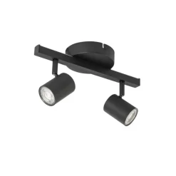 QAZQA Deckenstrahler|Aufbaustrahler*Deckenstrahler schwarz GU10 50mm 2-flammig inkl. Hintergrundbeleuchtung - Back Up