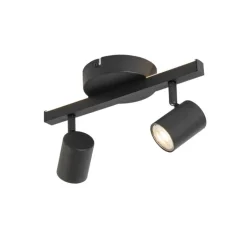 QAZQA Deckenstrahler|Aufbaustrahler*Deckenstrahler schwarz GU10 50mm 2-flammig inkl. Hintergrundbeleuchtung - Back Up