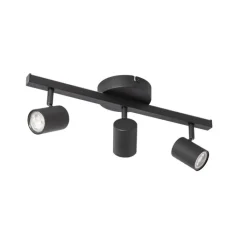 QAZQA Deckenstrahler|Aufbaustrahler*Deckenstrahler schwarz GU10 50mm 3-flammig inkl. Hintergrundbeleuchtung - Back Up