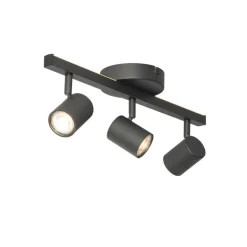 QAZQA Deckenstrahler|Aufbaustrahler*Deckenstrahler schwarz GU10 50mm 3-flammig inkl. Hintergrundbeleuchtung - Back Up