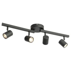 QAZQA Deckenstrahler|Aufbaustrahler*Deckenstrahler schwarz GU10 50mm 4-flammig inkl. Hintergrundbeleuchtung - Back Up