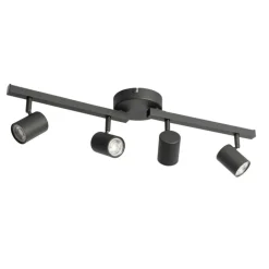 QAZQA Deckenstrahler|Aufbaustrahler*Deckenstrahler schwarz GU10 50mm 4-flammig inkl. Hintergrundbeleuchtung - Back Up