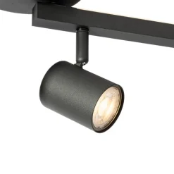 QAZQA Deckenstrahler|Aufbaustrahler*Deckenstrahler schwarz GU10 50mm 4-flammig inkl. Hintergrundbeleuchtung - Back Up