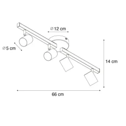 QAZQA Deckenstrahler|Aufbaustrahler*Deckenstrahler schwarz GU10 50mm 4-flammig inkl. Hintergrundbeleuchtung - Back Up