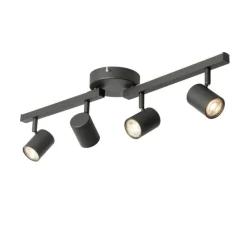 QAZQA Deckenstrahler|Aufbaustrahler*Deckenstrahler schwarz GU10 50mm 4-flammig inkl. Hintergrundbeleuchtung - Back Up