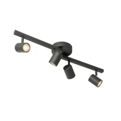 QAZQA Deckenstrahler|Aufbaustrahler*Deckenstrahler schwarz GU10 50mm 4-flammig inkl. Hintergrundbeleuchtung - Back Up