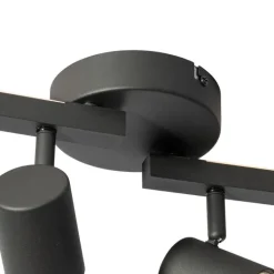 QAZQA Deckenstrahler|Aufbaustrahler*Deckenstrahler schwarz GU10 50mm 4-flammig inkl. Hintergrundbeleuchtung - Back Up