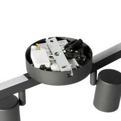 QAZQA Deckenstrahler|Aufbaustrahler*Deckenstrahler schwarz GU10 50mm 4-flammig inkl. Hintergrundbeleuchtung - Back Up