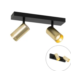 QAZQA Deckenstrahler|Aufbaustrahler*Deckenstrahler schwarz mit goldenem verstellbarem 2-Licht - Jeana Luxe