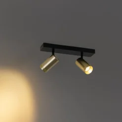 QAZQA Deckenstrahler|Aufbaustrahler*Deckenstrahler schwarz mit goldenem verstellbarem 2-Licht - Jeana Luxe