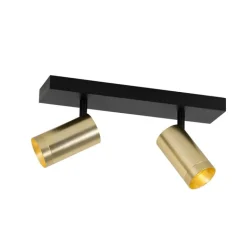 QAZQA Deckenstrahler|Aufbaustrahler*Deckenstrahler schwarz mit goldenem verstellbarem 2-Licht - Jeana Luxe