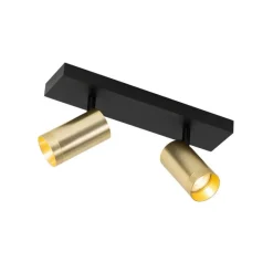 QAZQA Deckenstrahler|Aufbaustrahler*Deckenstrahler schwarz mit goldenem verstellbarem 2-Licht - Jeana Luxe