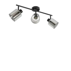 QAZQA Deckenstrahler|Aufbaustrahler*Deckenstrahler schwarz mit Rauchglas 3-flammig verstellbar - Laura