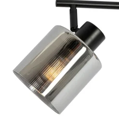 QAZQA Deckenstrahler|Aufbaustrahler*Deckenstrahler schwarz mit Rauchglas 3-flammig verstellbar - Laura