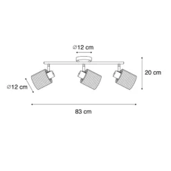 QAZQA Deckenstrahler|Aufbaustrahler*Deckenstrahler schwarz mit Rauchglas 3-flammig verstellbar - Laura
