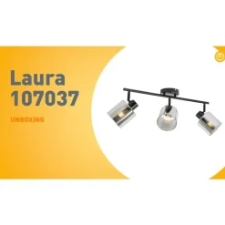 QAZQA Deckenstrahler|Aufbaustrahler*Deckenstrahler schwarz mit Rauchglas 3-flammig verstellbar - Laura