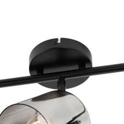 QAZQA Deckenstrahler|Aufbaustrahler*Deckenstrahler schwarz mit Rauchglas 3-flammig verstellbar - Laura